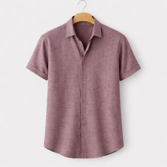 Bella Boston – Dark Red Summer Linen Button-Down Shirt